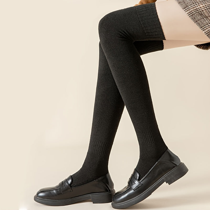 Solid Thigh High Socks Over Knee Women's Stockings Warm Hosiery