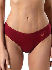 4pcs Heart Embroidery Briefs Stretchy Intimates Panties