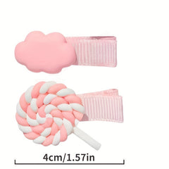 3pcs Cartoon Rainbow Cloud Lollipop Hair Clips for Baby Girls