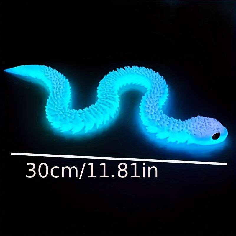 3D Printed Glow in the Dark Snake Statue Flexible Joints Desktop Decoration