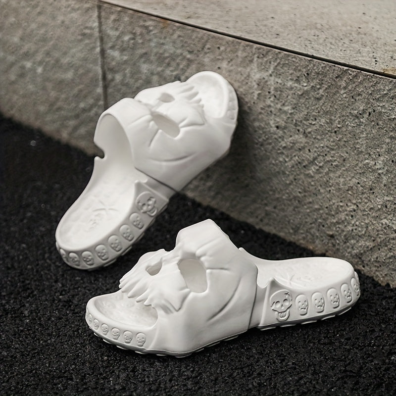 Men's Skull Slides Non Slip Slippers Open Toe Shoes Indoor Outdoor Beach Shower