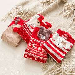 4 Pairs Christmas Cartoon Socks Women's Mid Tube Stockings