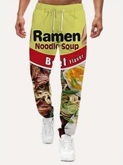 Ramen Lover Pattern Print Men's Sweatpants Casual Drawstring Active