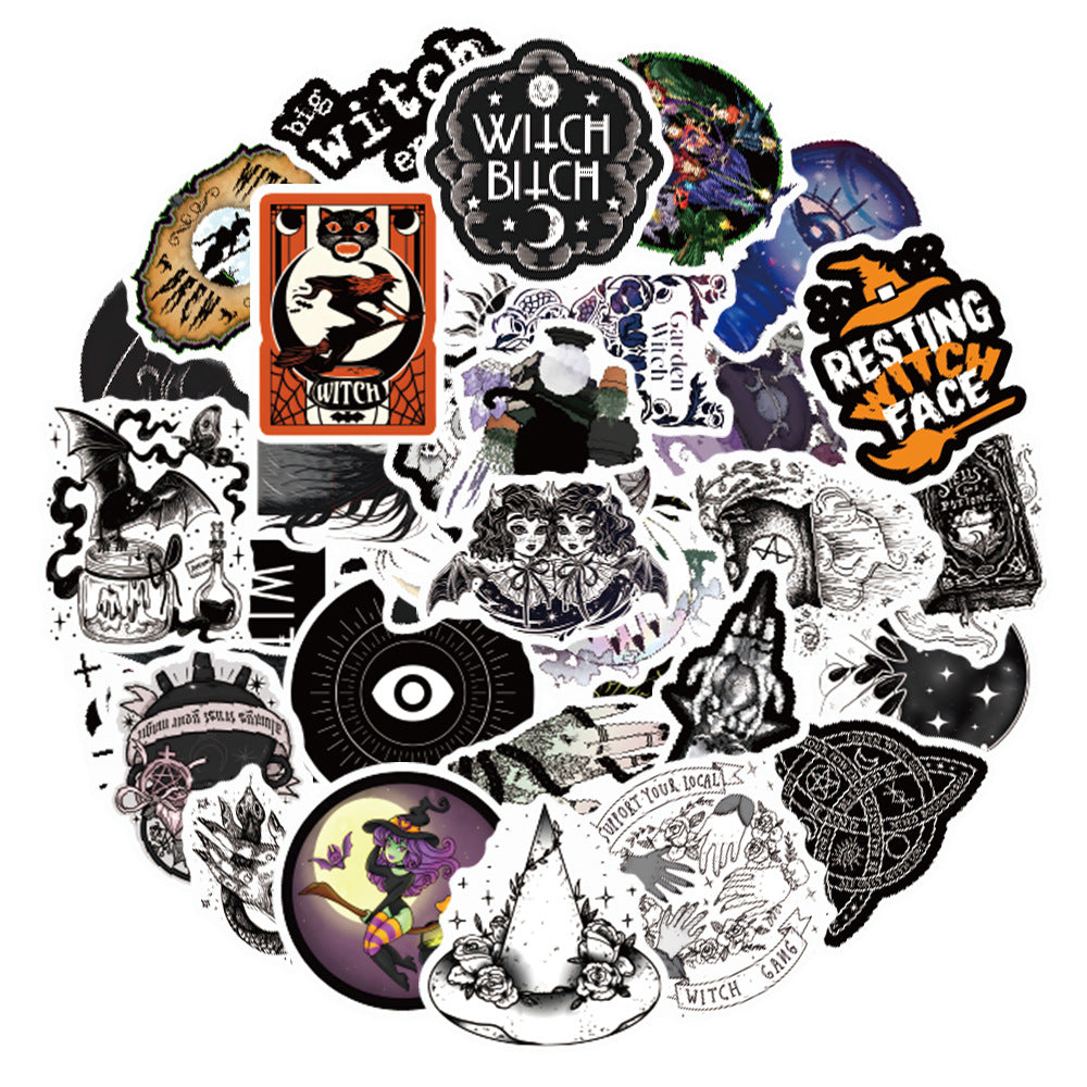50pcs Witch Doodle Waterproof Stickers DIY Creative Toys For Notebook Luggage