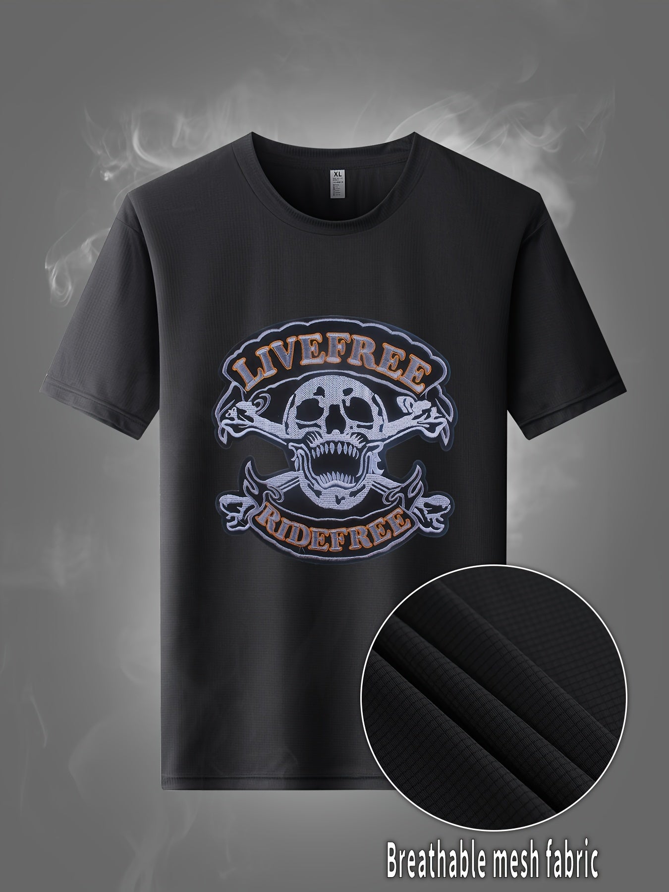 Skeleton Pattern Print Men's Graphic Crew Neck Active T shirt