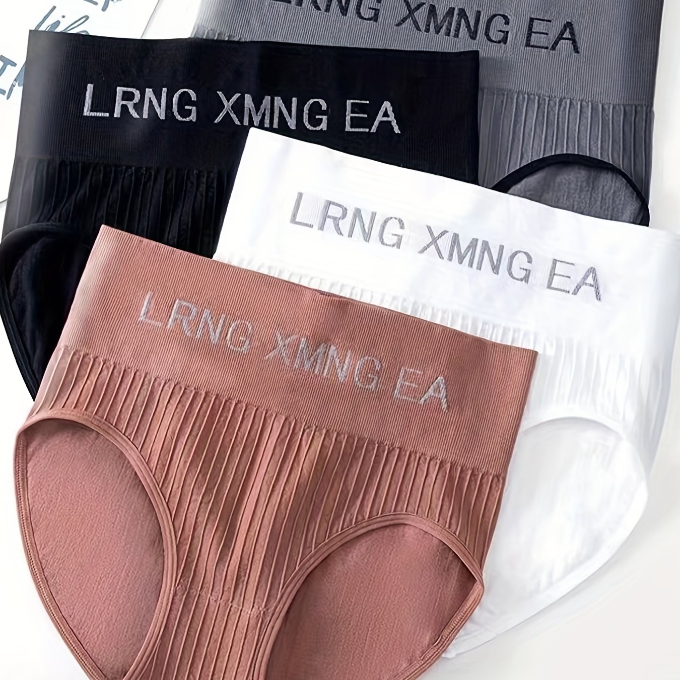 4pcs High Waist Comfy Letter Print Briefs Women's Lingerie