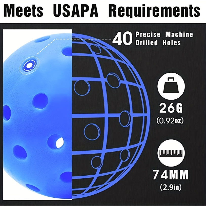 12pcs Pickleball Balls 40 Holes High Elasticity Outdoor Set