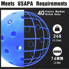 12pcs Pickleball Balls 40 Holes High Elasticity Outdoor Set