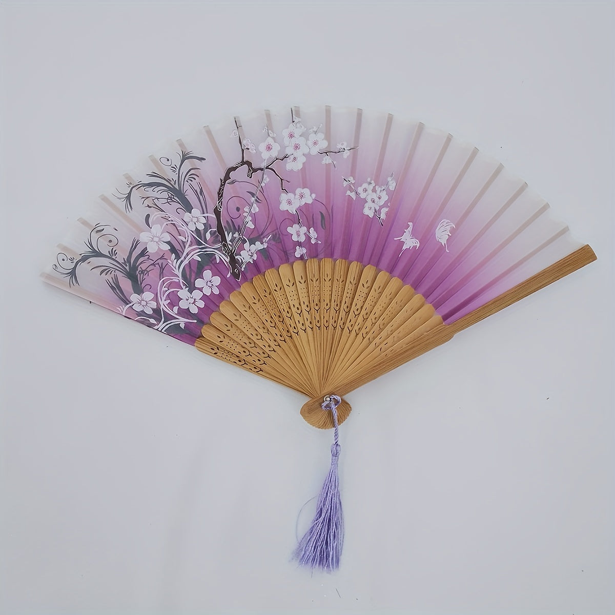 Chinese Flower Pattern Bamboo Folding Fan