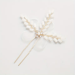 Bridal Fabric Hairpin Jade Crystal Hairpin Wedding Dress Accessories