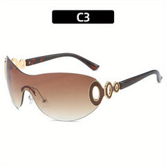 Y2K Rimless Sunglasses Gradient Shield UV400