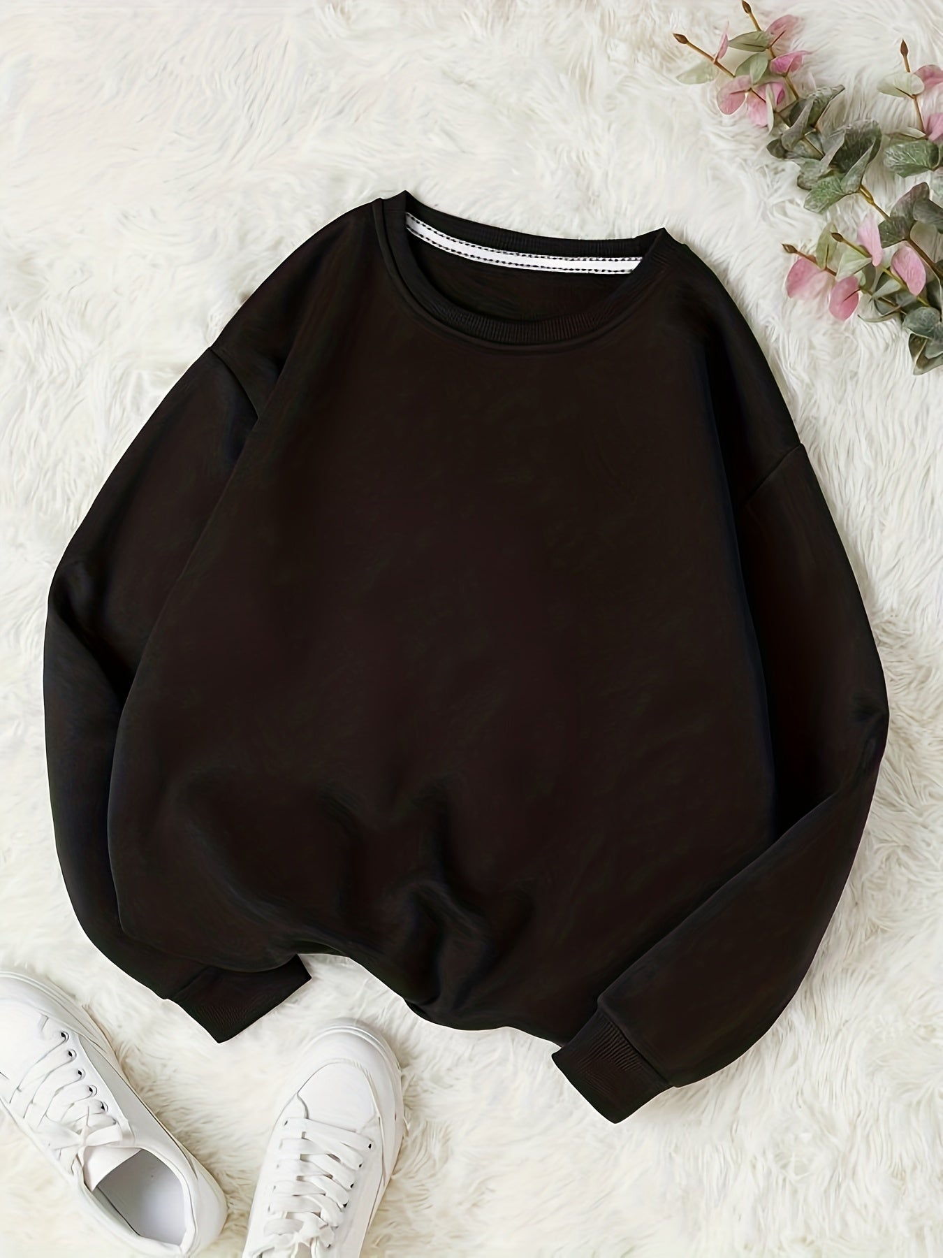 Warm Fleece Crew Neck Sweatshirt for Women