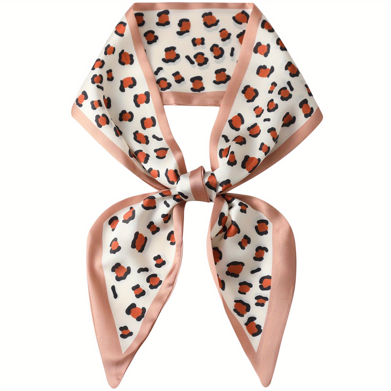 Leopard Dot Print Skinny Scarf Silk Hair Ribbon Satin Neckerchief Twilly