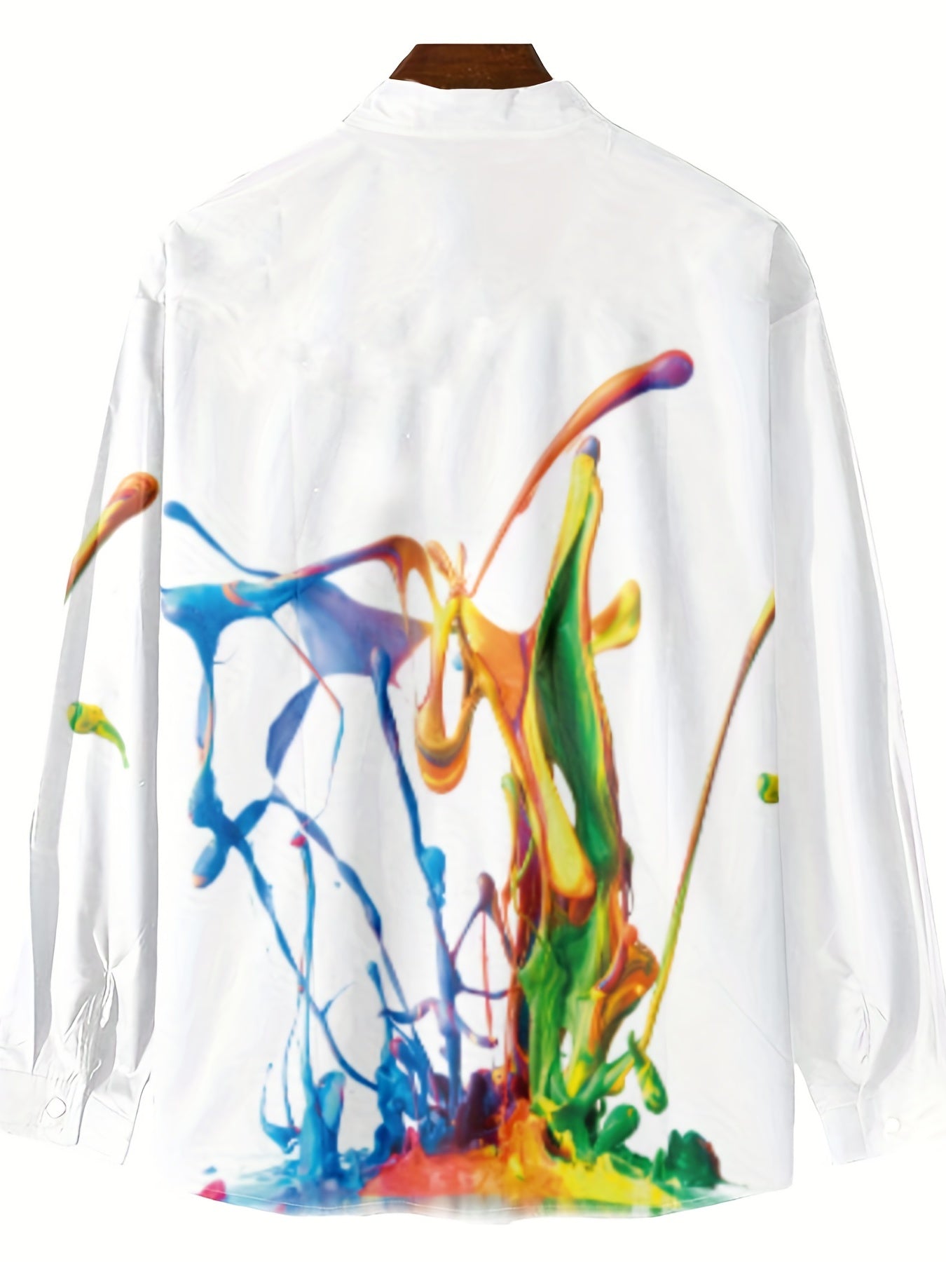 Colorful Splash 3D Pattern Print Men's Casual Long Sleeve Shirt