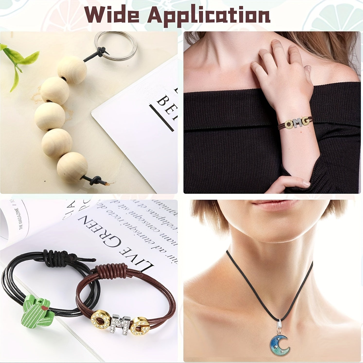 2mm Wide Leather Jewelry Rope for DIY Necklace Bracelet Making Kit