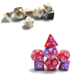 Mini Purple & Red Polyhedral Dice Set for Board Game