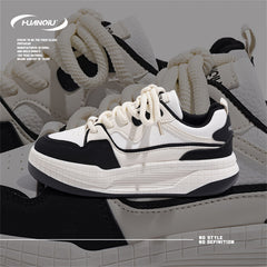 HUANQIU Lace-up Height Increase Skate Shoes Non-slip Casual Sneakers