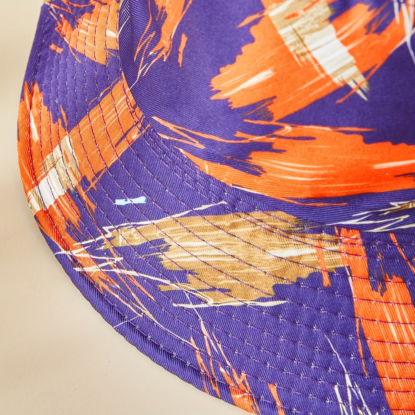 Purple Print Bucket Hat Graffiti Fisherman Cap Women