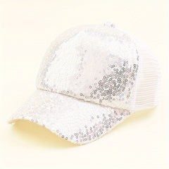 Y2K Stitching Sequin Mesh Cap Sun Protection