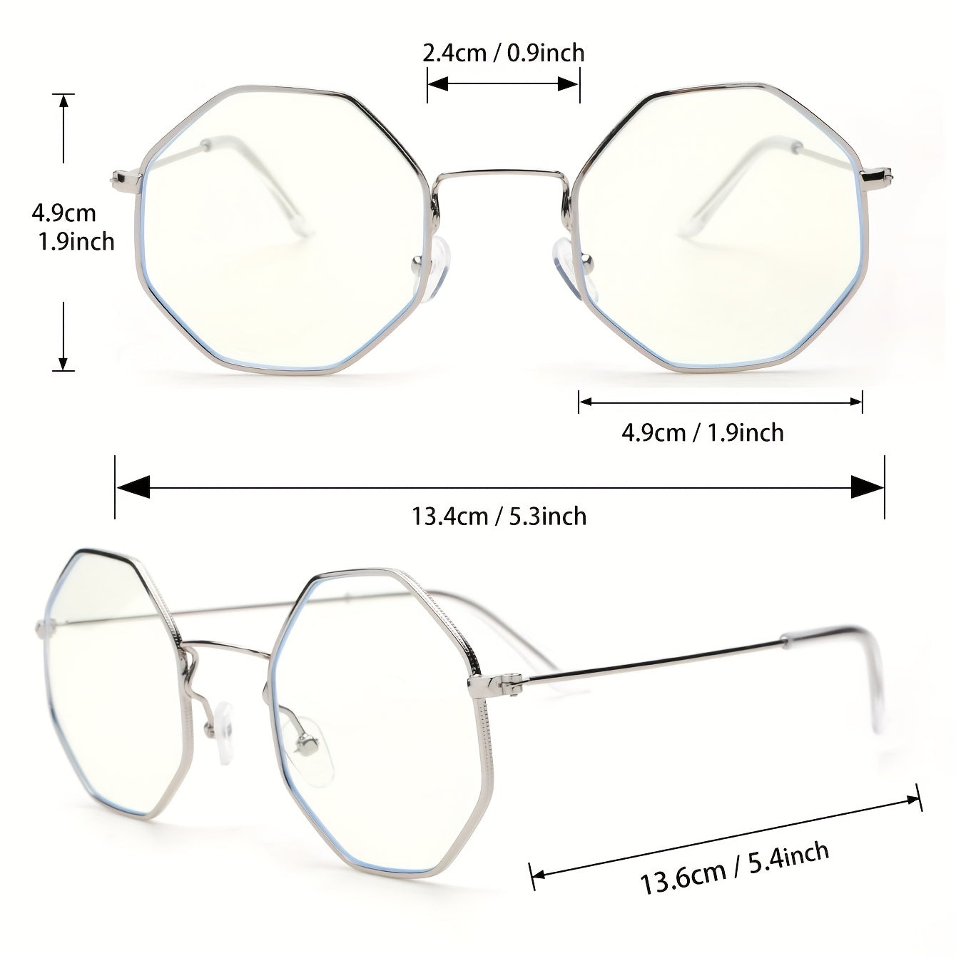 2 Pairs Men's Metal Polygonal Casual Student Copper Alloy Glasses
