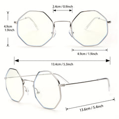 2 Pairs Men's Metal Polygonal Casual Student Copper Alloy Glasses