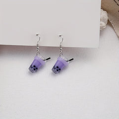 Summer Resin Earrings Multicolor Milk Tea Cup Girls Jewelry