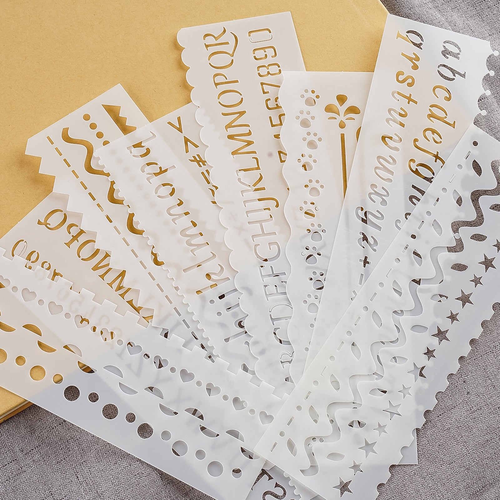 8Pcs Painting Template Hollow Lace Ruler DIY Journal Reusable Stencil Animals
