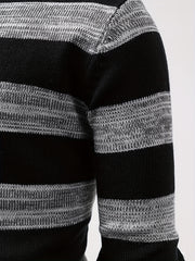 Men's Turtle Neck Knit Sweater Warm Striped Pullover for Fall Winter