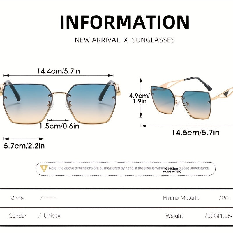 Metal Frame Gradient Sunglasses with Case & Cloth