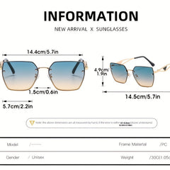 Metal Frame Gradient Sunglasses with Case & Cloth