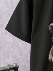 Boys K Robotic Bear Print Casual Outfit Round Neck T shirt & Shorts