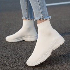 Women's Breathable Knit Mid Top Slip On Shoes