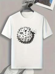 Spiked Cartoon Print Men's Graphic T shirt Casual Comfy Tees For Summer