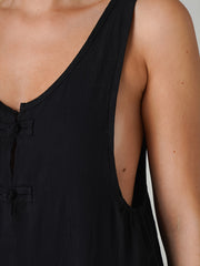 Women's Button Sleeveless V Neck Jumpsuit