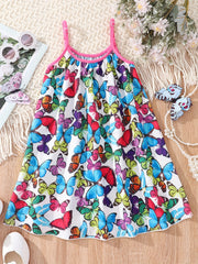 Toddler Girls Spaghetti Strap Rainbow Print Dress Baby Kids Clothes Summer