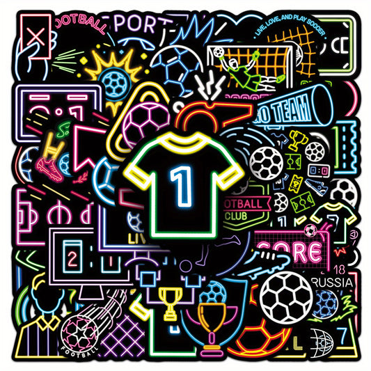 50pcs Neon Football Stickers for DIY Luggage Sports Decor