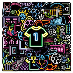 50pcs Neon Football Stickers for DIY Luggage Sports Decor