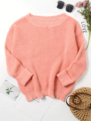 Solid Long Sleeve Round Neck Knitted Jumper