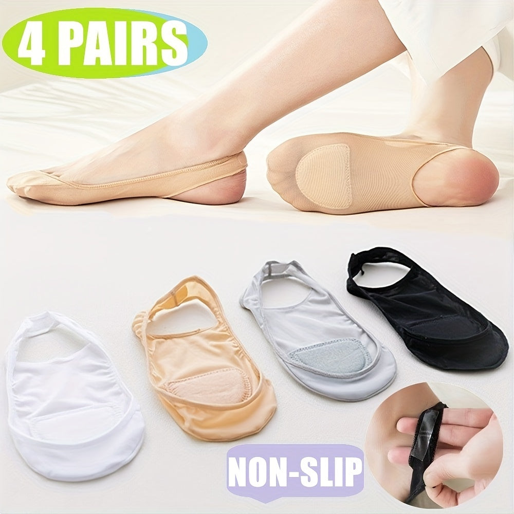 4 Pairs No Show Socks Non Slip Boat Sock