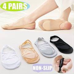 4 Pairs No Show Socks Non Slip Boat Sock