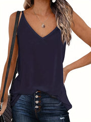 Summer V Neck Cami Top Backless Spaghetti Strap