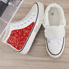 Christmas Plush Lined Thermal Chunky Canvas Sneakers