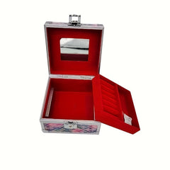 Travel Jewelry Box Aluminum Cosmetic Storage Box Makeup Organizer with Mirror