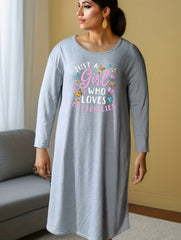 Butterfly Graphic Long Sleeve Lounge Dress