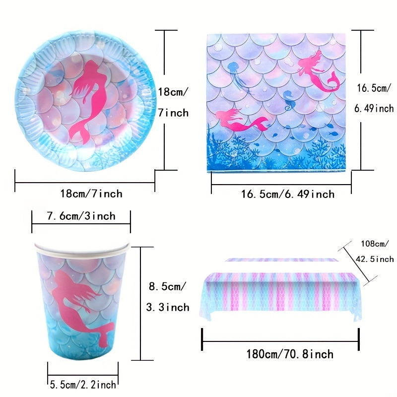 Mermaid Birthday Party Plates Napkins Tableware Set