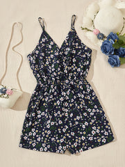 Floral V Neck Romper Cami Jumpsuit for Women