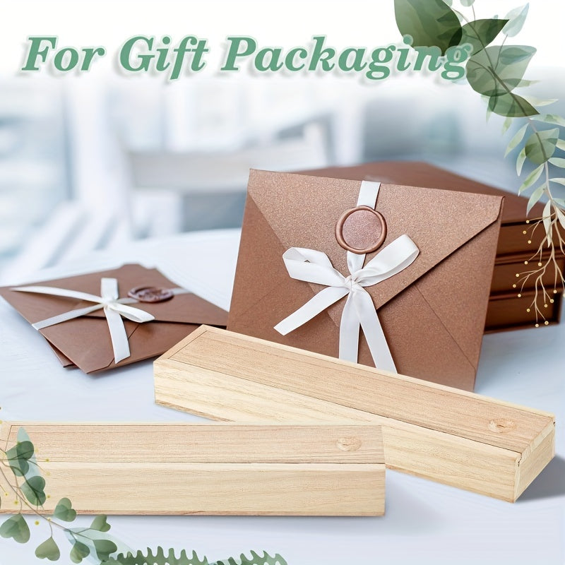 Small Wooden Storage Box Sliding Lid Jewelry Pencil Case DIY Craft