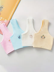 4pcs Girls Cartoon Bras Vests for Primary School Students