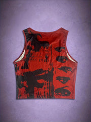 Abstract Print Crop Tank Top for Women