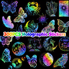 300pcs Holographic Resin Stickers Magic World Butterfly Theme